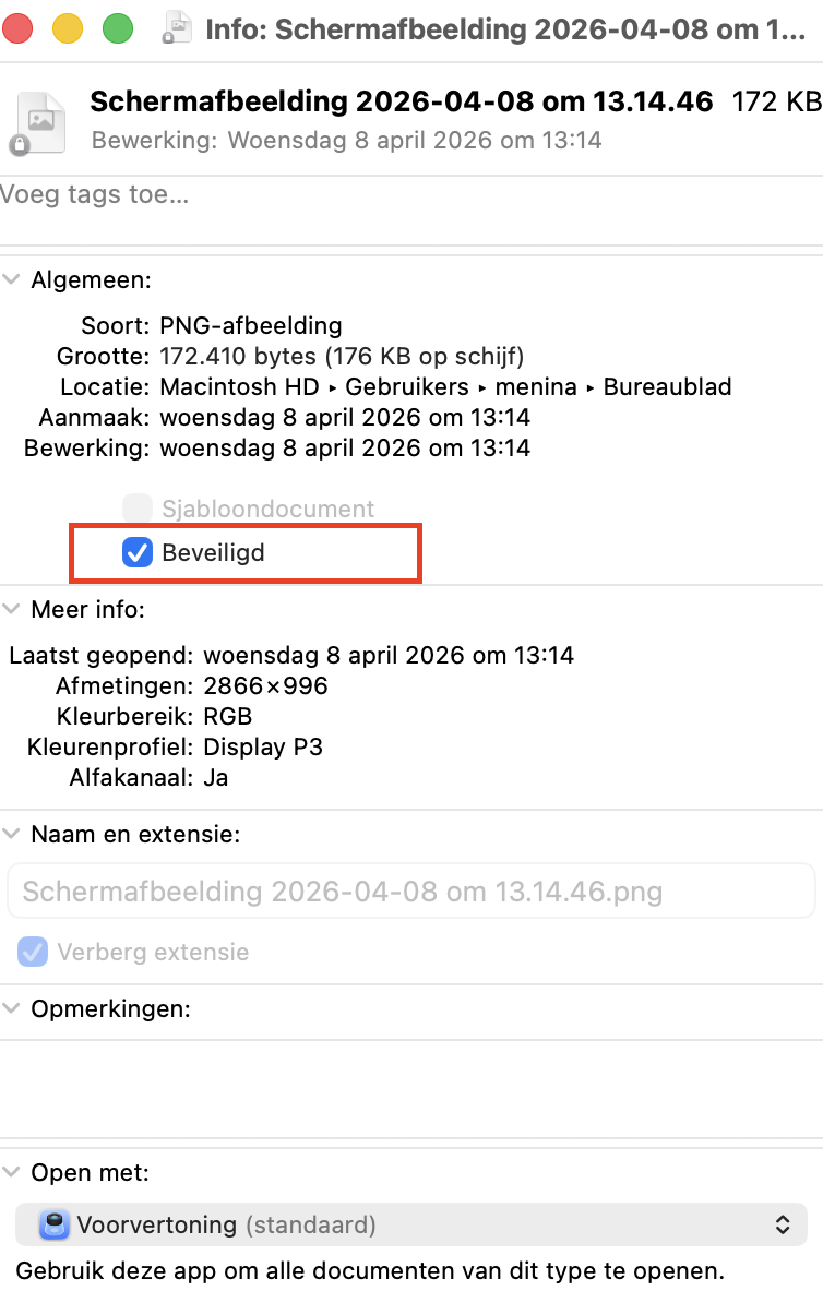 The selected file in Finder is asked to provide more information in the Get info tab. Untick the Locked box to be able to delete it.