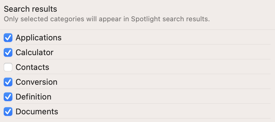 Once you've found Search results, untick everything that you don't want to appear in Spotlight. Doing so will significantly reduce the amount mds_storage CPU usage.