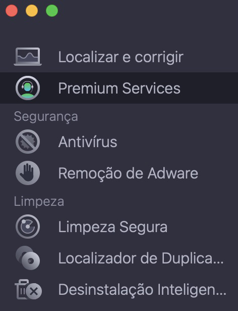 Para entrar em contato com nossa equipe de especialistas para suporte adicional sobre Mac travado, primeiro você precisa abrir o app MacKeeper e selecionar a função Premium Services.